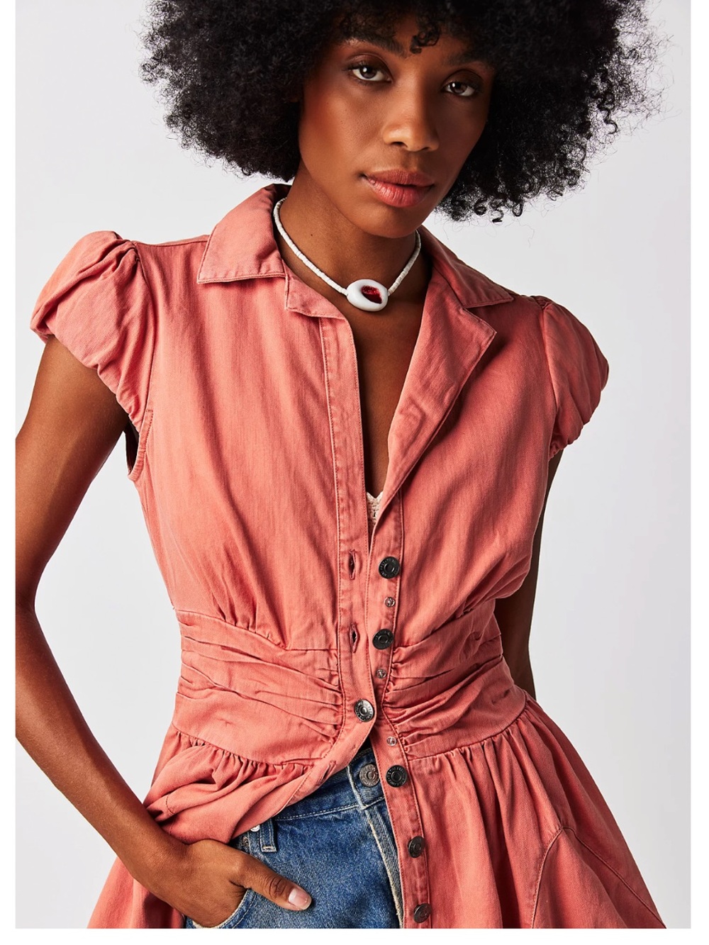 NWT FREE PEOPLE Chester Mini Dress in Lightest Rose | Size Small